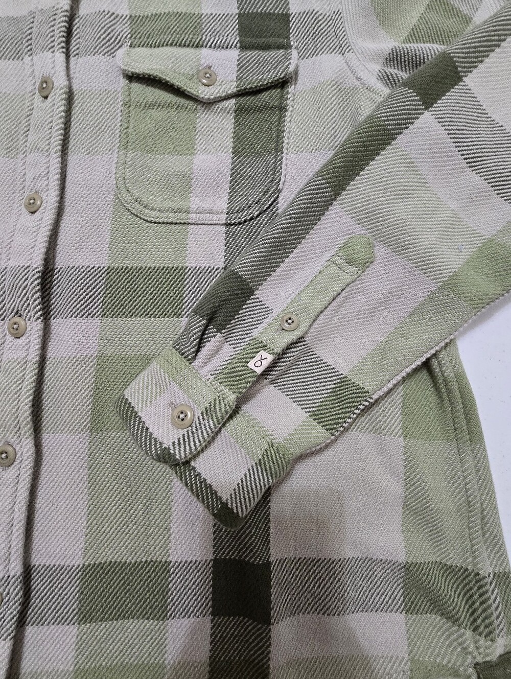 Outerknown Blanket Shirt Fen Sage High Plaid Women's M/L Surfer Beach - Picture 10 of 10